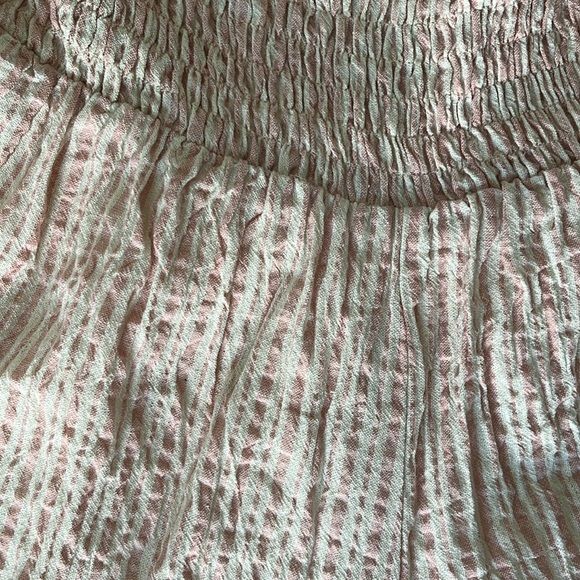 Cotton Candy LA 2 pc short set,pink/cream pin stripe, ruched, front tie bralette - Picture 5 of 7